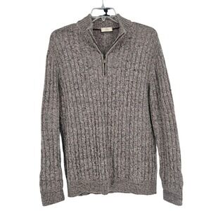 Adesi Cashmere Wool Cable Knit Quarter Zip Sweater XXL Grey Mock Neck Italian